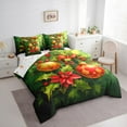 thumbnail image 3 of jejeloiu Christmas Red Leaves Bedding Comforter Set 7pcs,Christmas Lantern Queen Bedding Sets,Happy New Year Queen Sheet Sets For Men Women,Lightweight Room Decor Reversible, 3 of 8