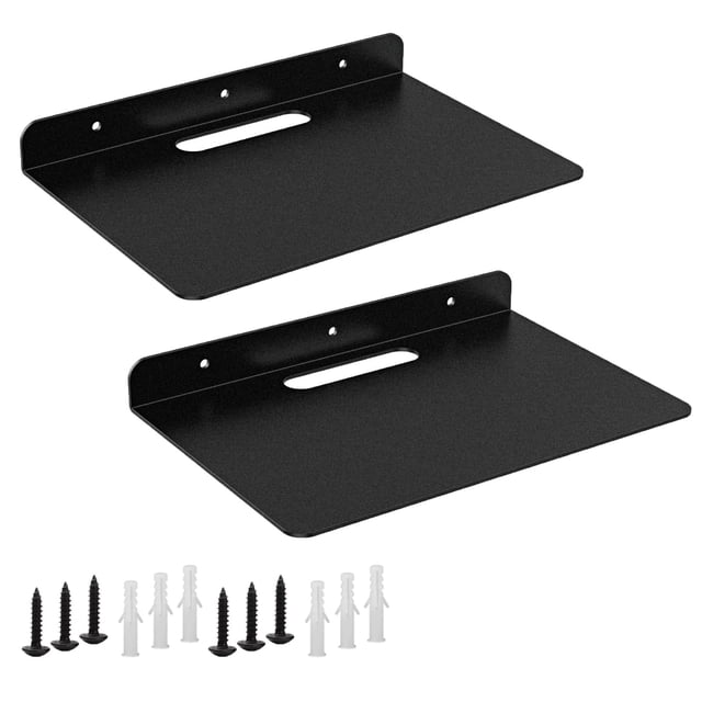 Juego de 2 estantes flotantes de metal para montaje en pared moderno minimalista 9 pulgadas estantería metal negro mate decoración hogar