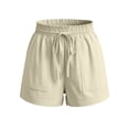 thumbnail image 6 of SBYOJLPB Shorts for Fashion Women Casual High Waist Linen Loose Pocket Straight Solid Short Pants, 6 of 6