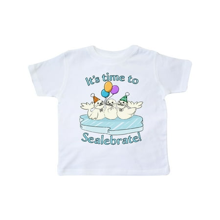 

Inktastic It s Time to Sealebrate Seals with Balloons and Party Hats Gift Toddler Boy or Toddler Girl T-Shirt