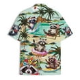 thumbnail image 3 of Funny Summer Beach Raccoon Hawaiian Shirt For Men Vacation Flamingo Donut Mens Hawaiian Shirts Short Sleeve Button Down Shirt TO1, 3 of 7