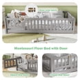 thumbnail image 5 of JOYFULIN Twin Size Floor Bed with Slats and Fence for Kids, Solid Wood Montessori Floor Bed with Door and Safety Guardrails for Girls, Boys, No Box Spring Needed, Gray, 5 of 7