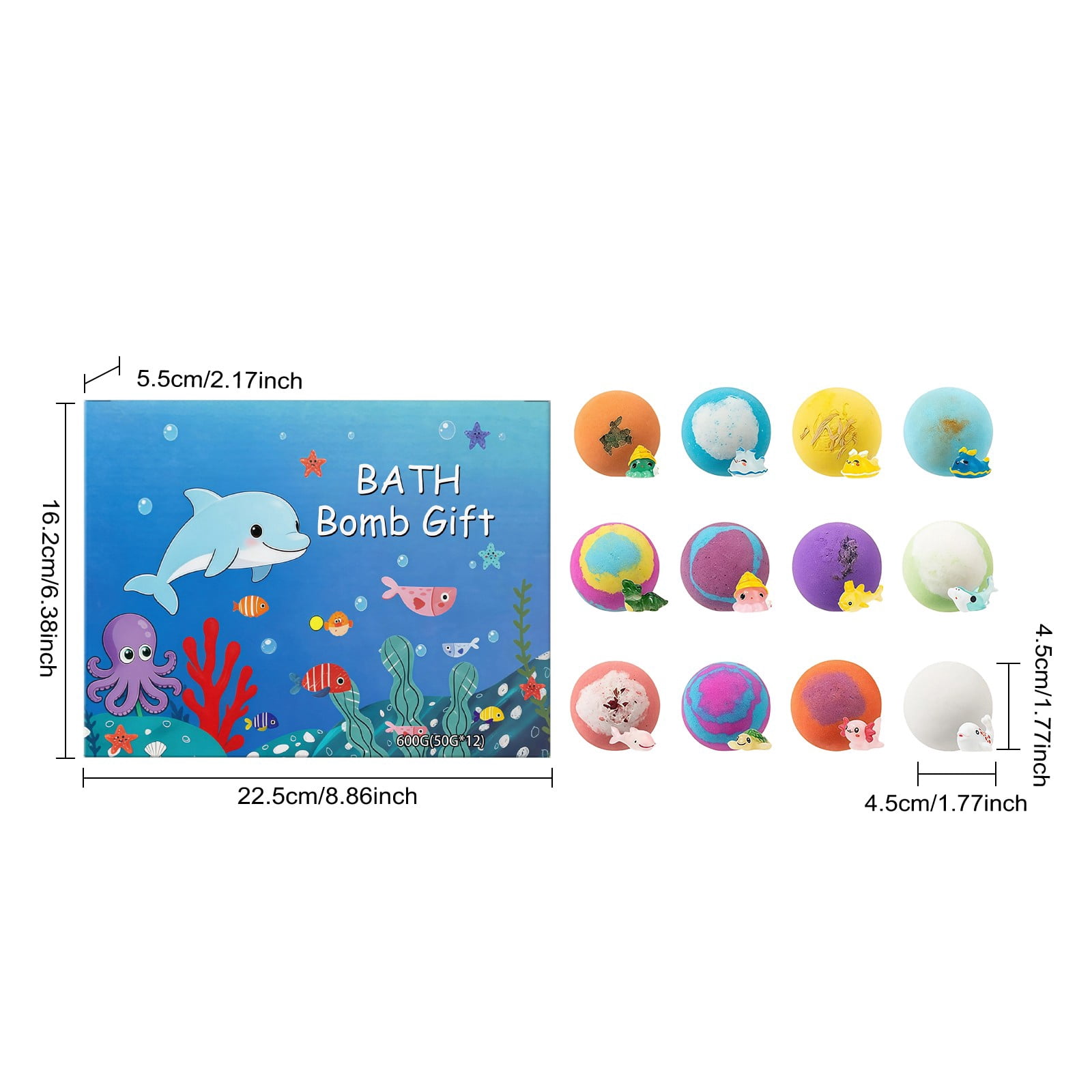 Bath Bombs for Kids with Surprise Inside, 12 Pack Organic Colorful Bubble Bath, Natural Bubble Bath Set for Birthday Presents, Party Favors and Daily Bath Time Fun