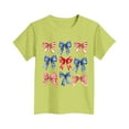 thumbnail image 3 of Maean Girls Bow Graphic Shirts Summer Short Sleeve Loose Tshirts Kids Cute Printed Independence Day Tee Tops, 3 of 4