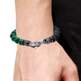 thumbnail image 2 of Arista Black Cubic Zirconia Genuine Malacite And Onyx Beaded Men's Bracelet Stainless Steel, 8.5", 2 of 3