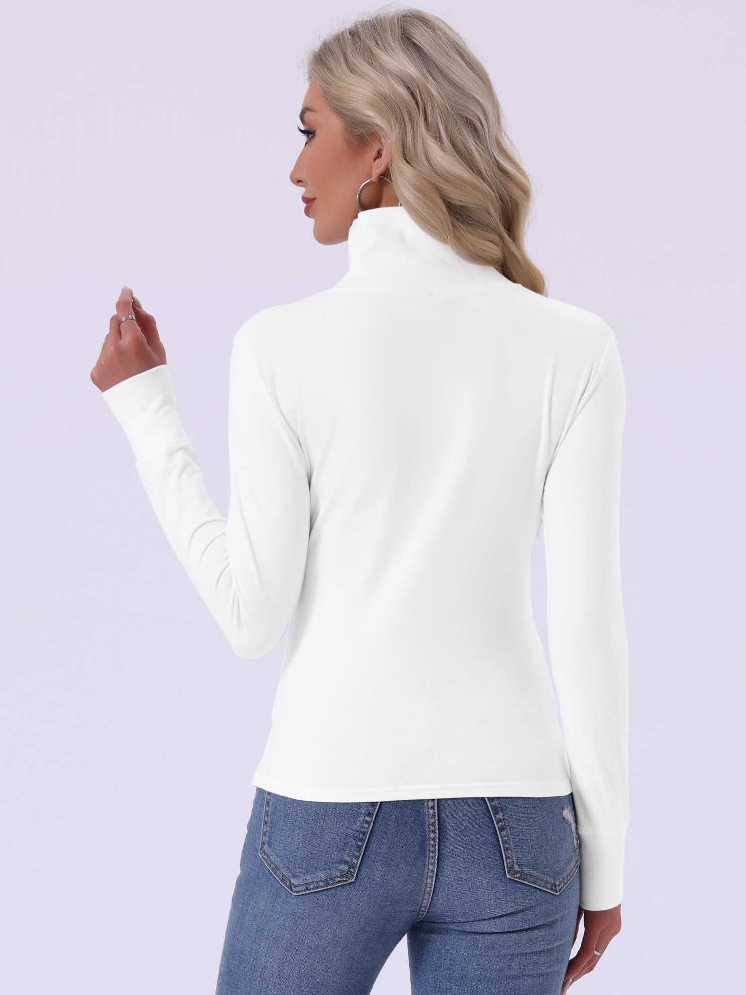 DARING DIVA Women's Mock Turtle Long Sleeve Shirts Fall Winter Warm Top XX Large White