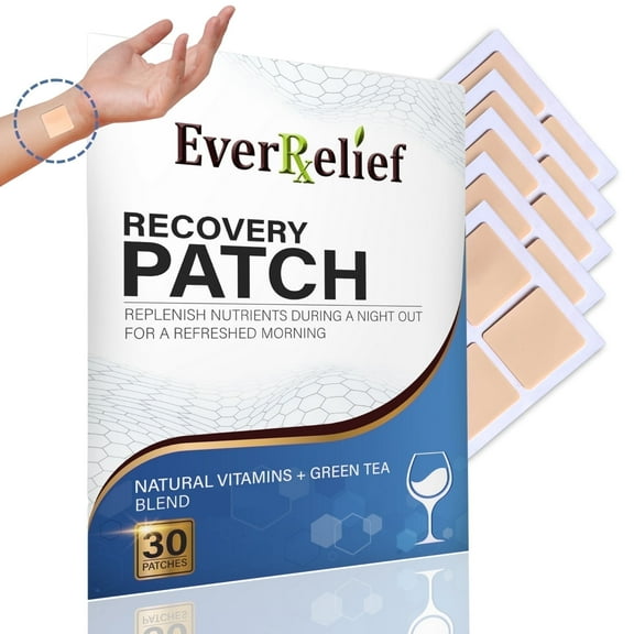 EverRelief Night Out Recovery Patches - Vitamins, DHM & Green Tea - 30 Pack