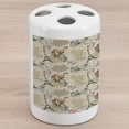 thumbnail image 1 of Romantic Ceramic Toothbrush Holder, Newspaper Vintage Retro with Paris Lettering in Hearts Art Print, Decorative Versatile Countertop for Bathroom, 4.5" X 2.7", White Black, by Ambesonne, 1 of 4