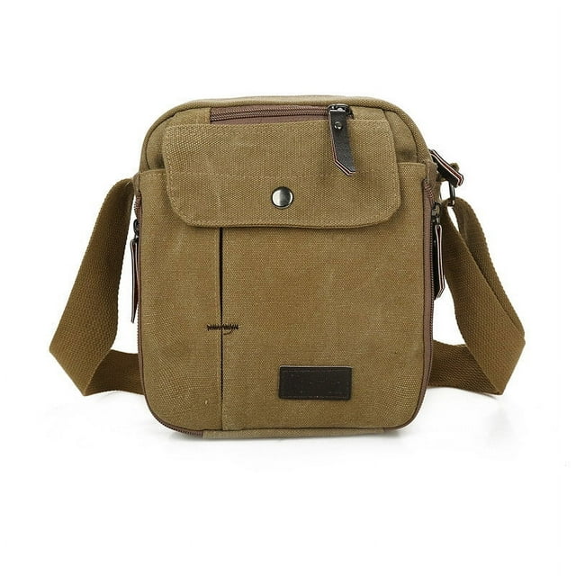 SSZMDLB Sac Messager en Toile, Sac Messager en Toile, Sac à Bandoulière Décontracté pour Hommes, Sac de Jour de Voyage Extérieur avec Sangle Réglable, Multiples Poches, pour Travail, Déplacement, Campus, Sortie de Week-End