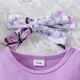 thumbnail image 7 of BOBOGOJP Baby Girl Clothes Toddler Girl Outfits Girl Summer Clothes for Girl Ruffle Shirt Pants+Cute Headband 3PCS Purple for Size 2-3 Years, 7 of 7