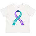 thumbnail image 3 of Inktastic Suicide Prevention Blue and Purple Ribbon with Hearts Boys or Girls Toddler T-Shirt, 3 of 5