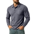 thumbnail image 3 of VBVC Men's Waffle Long Sleeve Collared Shirt with Pockets , Button Down Golf Shirt For Men, Dark Gray , S-3XL, 3 of 9