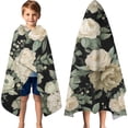 thumbnail image 3 of Pioneer Flower Floral Print Pattern Hooded Bath Towel，60"x35" for Ages 3 To 12 Kids, Quick Dry Lightweight Soft Microfiber Hood Beach Towel Cover Up for Kids, 3 of 7