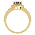 thumbnail image 4 of 1.49 ctw with Simulated Diamond Halo Accents Anniversary Ring for Women | Heart Cut Simulated Alexandrite | Hyperallergenic Solid 18K Yellow Gold, 4 of 5
