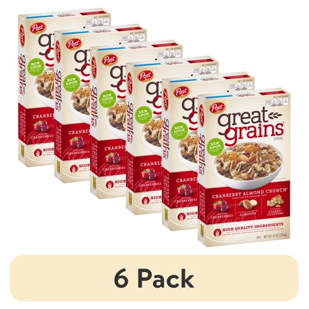 (6 pack) Post Great Grains Cranberry Almond Crunch Cereal, 14 OZ Box