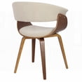 thumbnail image 2 of Vintage Mid-Century Modern Dining Chairs - 2-Pack in Walnut Wood and Cream Fabric, 2 of 5