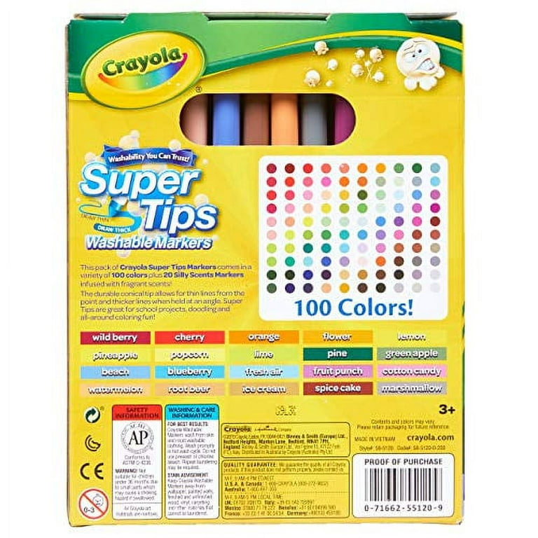  Crayola Juego de rotuladores Super Tips, lavables, colores  surtidos, 120 unidades : Juguetes y Juegos