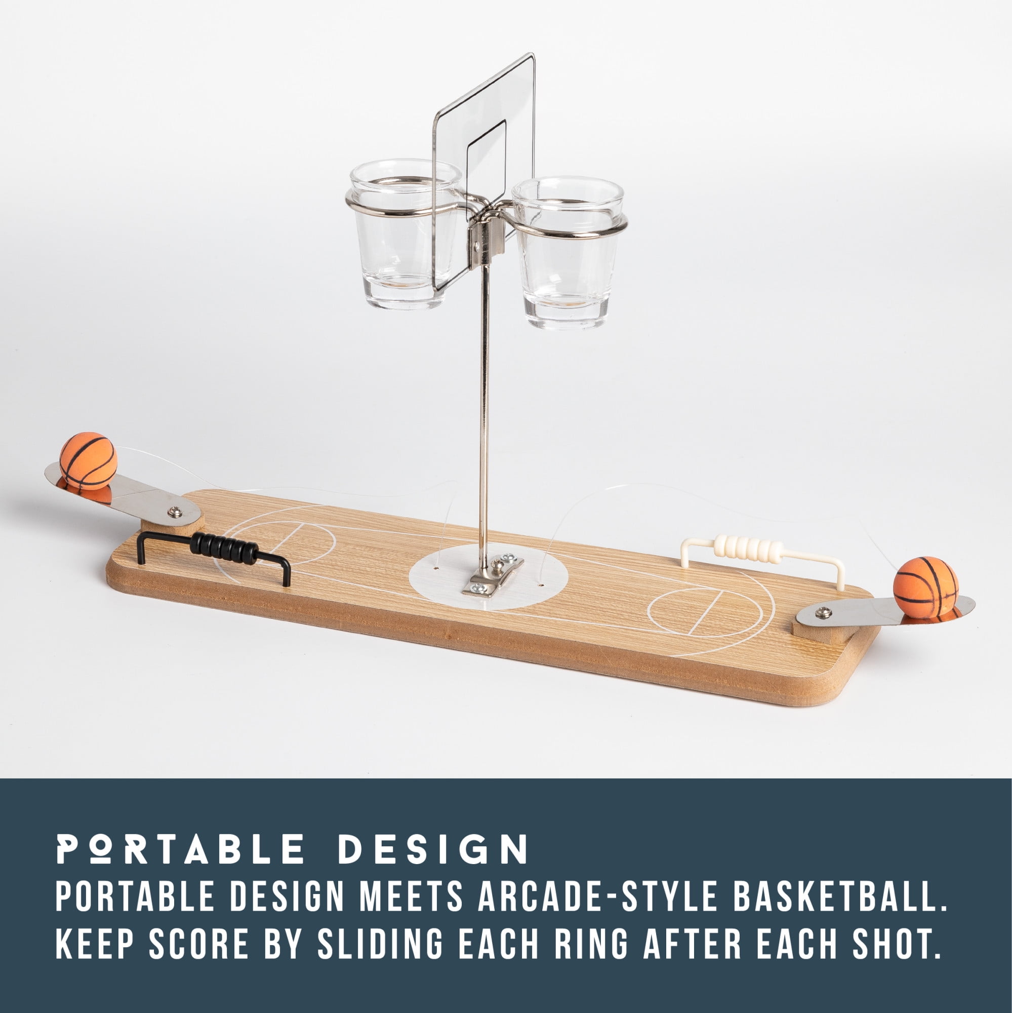 Perfect for Office Desk Coffee Table or Man Cave Refinery 2-Player Desktop Wooden Basketball Game Keep Score with Sliding Rings Vintage-Inspired Tabletop Hoops 