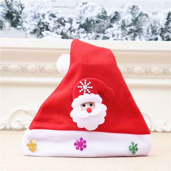 AYYUFE Christmas Hat Santa Claus Multicolor Light Adult Kids Elk Snowman Snowflakes Plush Ball New Year Cap for Cosplay