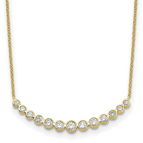 True Origin 14K 3/4 carat Lab Grown Diamond VS  D E F 18 inch Graduated Curved Bar Necklace