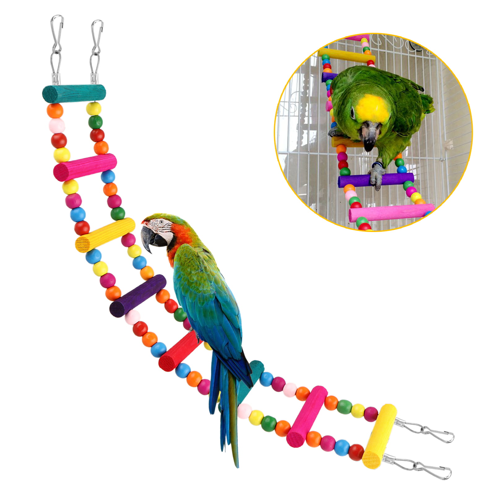 2PCS 63'' Bird Rope Perches Bendable Swing Bird Peck Parrot Cockatiel Cage Toys with Bell Climbing Standing Bungee Bird Toys for Small to Regular Size Birds 