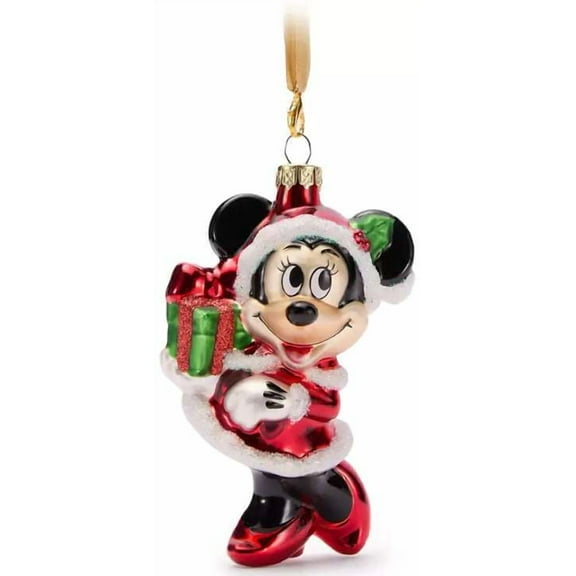 Disney 2025 Holiday Santa Minnie Mouse Glass Ornament
