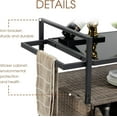 thumbnail image 5 of AENKYO Outdoor Bar Cart with Storage Cabinet, Glass Top, All-Weather Wicker Patio Serving Table with Wheels, Brown, 5 of 10
