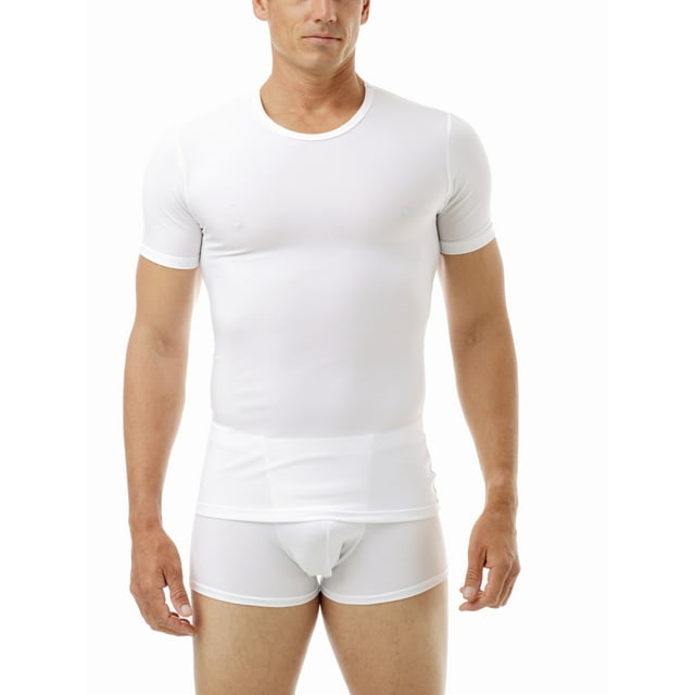 Underworks Mens Microfiber Compression Crew Neck T-shirt with Short Sleeves