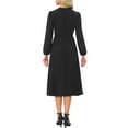 thumbnail image 3 of INSPIRE CHIC Women's Dress Holiday Long Sleeve Tie V Neck Pleated A-Line Midi Dress XL Black, 3 of 6