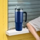 thumbnail image 5 of Termo Botella de agua para beber de 30 oz Taza de paja de café portátil con asa (Azul), 5 of 7
