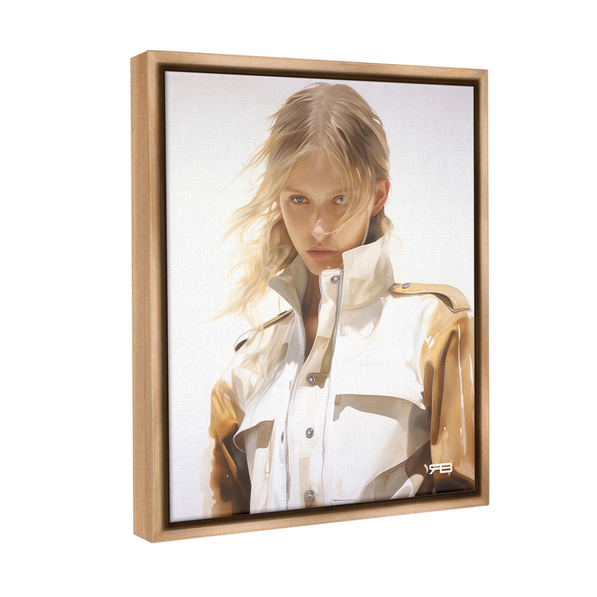 Stupell Industries Woman in Riding Jacket Beauty & Fashion Painting Brown Floater Framed Canvas Art Print Wall Art, 25 x 31