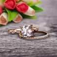 thumbnail image 5 of 2.25 Carat 6mm Princess Cut Morganite 10k Rose Gold Wedding Set Engagement Ring Art Deco Stacking Matching Wedding Band, 5 of 6