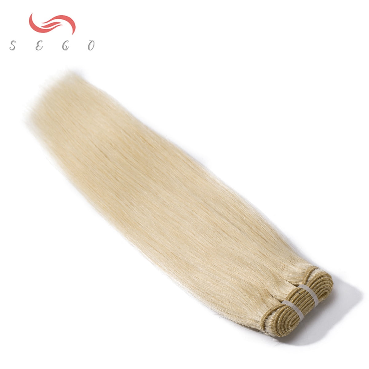SEGO Platinum Blonde Bundle Straight Remy Human Hair Weft Sew in Hair Extensions for Women Brazilian Hair Weave Double Weft 7A Thick Soft Hand Tied Hair Weave