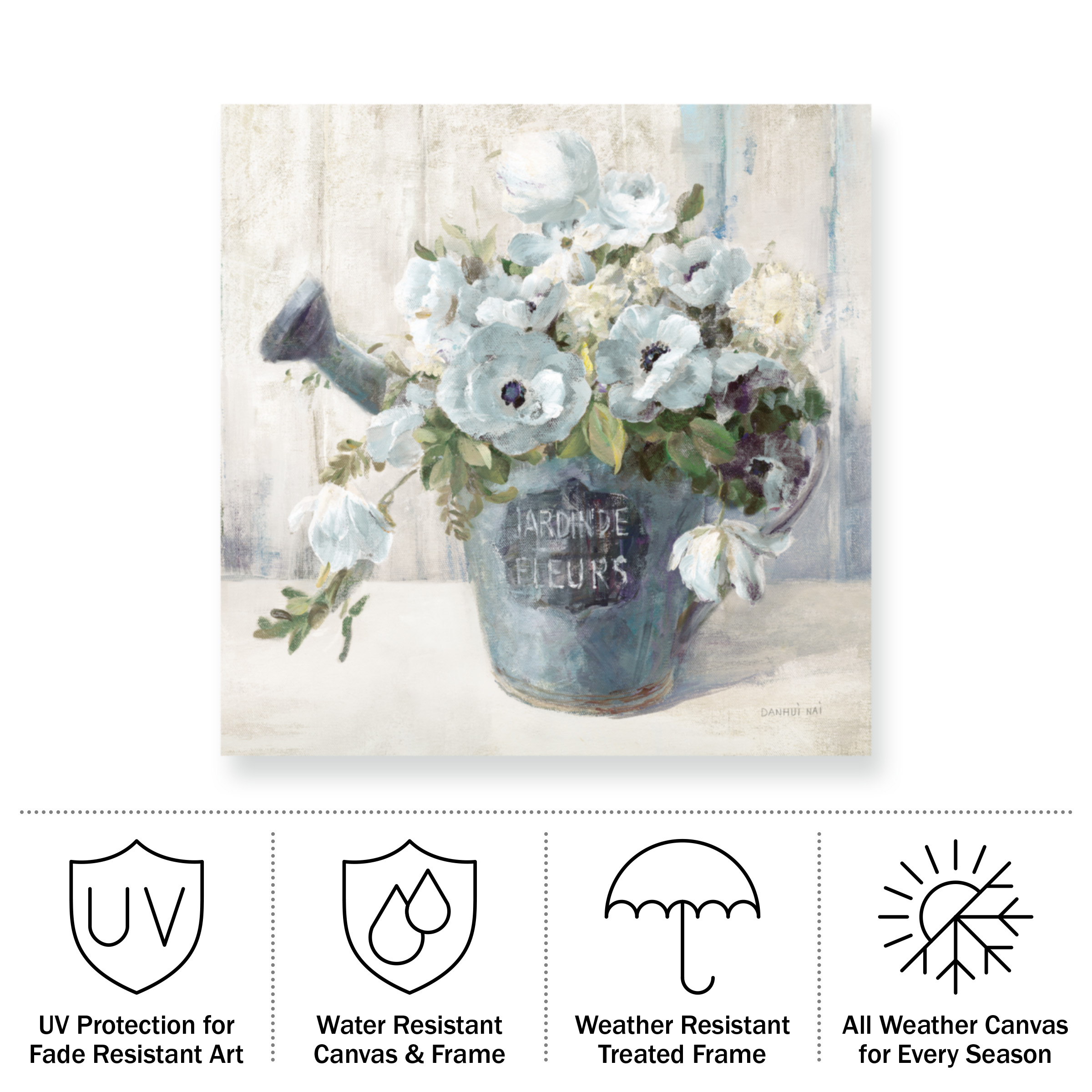 Danhui Nai 'Garden Blooms II Blue Crop' Outdoor Canvas 14x16