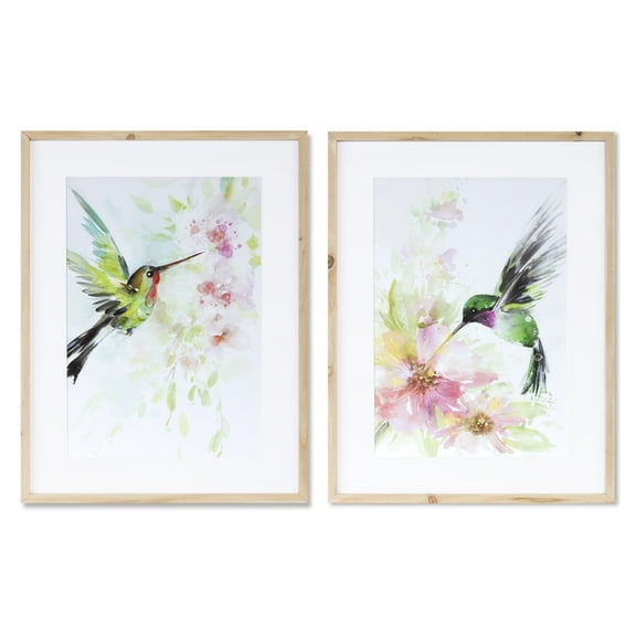 Melrose Hummingbird Watercolor Framed Wall Art - 19.75" x 15.25" - Set of 2