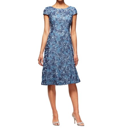 Alex Evenings Women's Dress Floral Rosette Detail Sheath