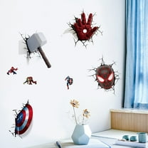 Captain America Breaking Through Wall Sticker Children Boys Wall Decals Peel and Stickers for Walls Bedroom Living Room Home Décor