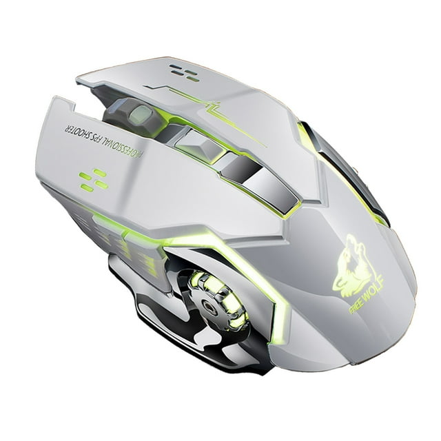 Ratón inalámbrico recargable X8 para juegos, silencioso, retroiluminado por LED, USB, 1800 DPI, óptico, ergonómico