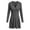 Dark Gray, variant on Tqcoqu Women's Ribbed Knit Mini Dress,Full Zip V Neck Long Sleeve Slim Fit Flared Hem Casual Swing Dresses,Black Women's S-XXL