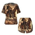 thumbnail image 5 of Lsque Western Skeleton Cowboy Horse Women's Short-Sleeved Pajama Set - 2 Piece Soft and Lightweight Sleepwear Set-X-Large, 5 of 9