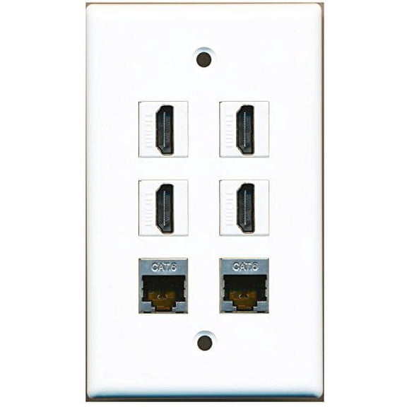 RiteAV - 4 HDMI 2 Port Shielded Cat6 Ethernet Wall Plate