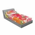 thumbnail image 3 of Flower Bedding Set with Sheet & Covers, Watercolor Styled Effect Floral Theme Flowers and Leaves Pattern Art, Printed Bedroom Decor 2 Shams, 4 Sizes, Red and Orange, by Ambesonne, 3 of 3