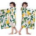 thumbnail image 4 of Yellow Lemon Fruit Flowers White Pattern Hooded Bath Towel，50"x30" for Ages 3 To 12 Kids, Quick Dry Lightweight Soft Microfiber Hood Beach Towel Cover Up for Kids, 4 of 7