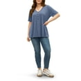 thumbnail image 5 of Fantaslook Plus Size Blouses for Women Pleated Button Short Sleeve Shirts Casual V Neck Tunic Tops, 5 of 9