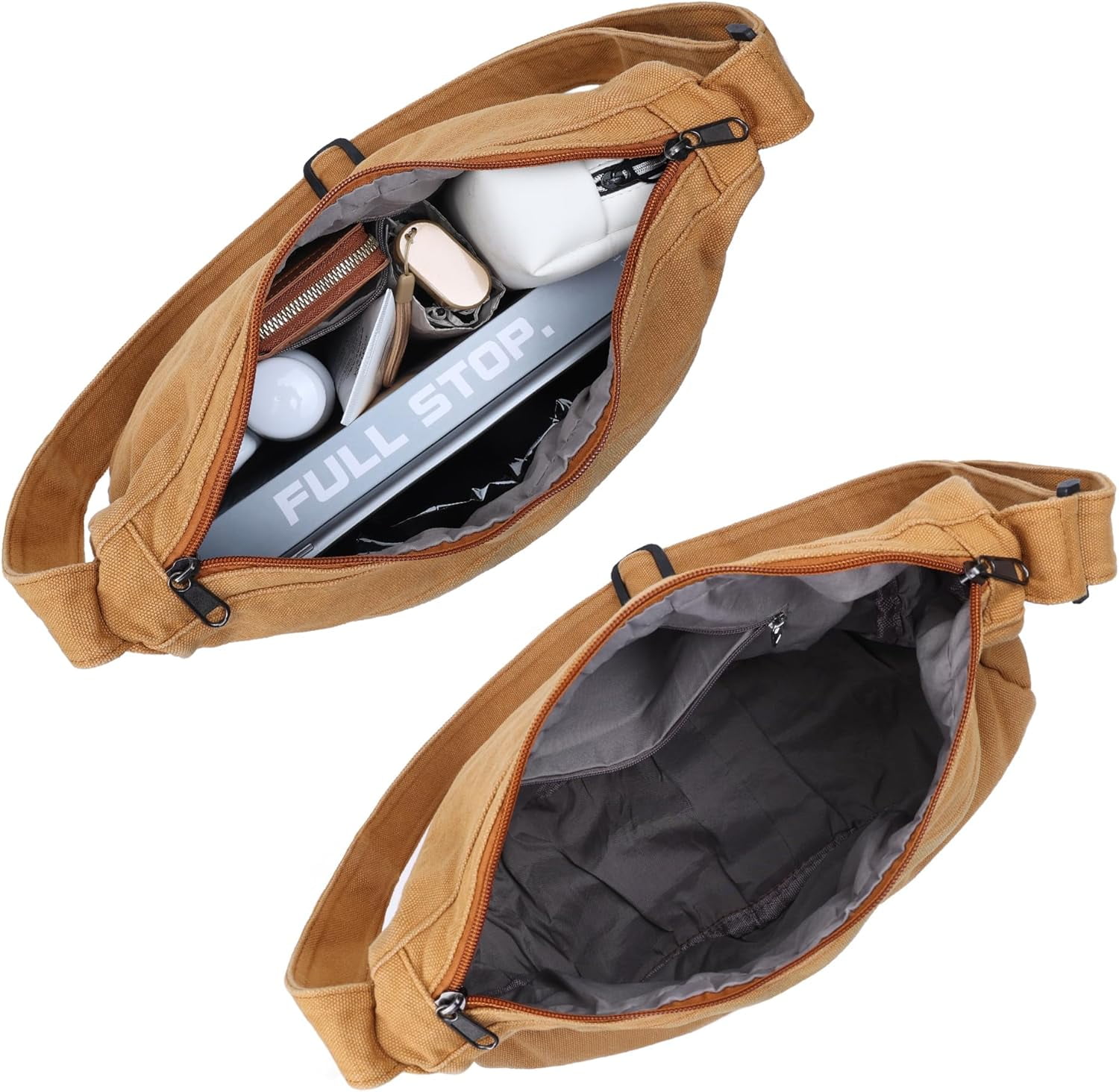 Canvas Messenger Bag Large Hobo Crossbody Bag with Zipper Casual Shoulder Tote Handbag for Women and Men