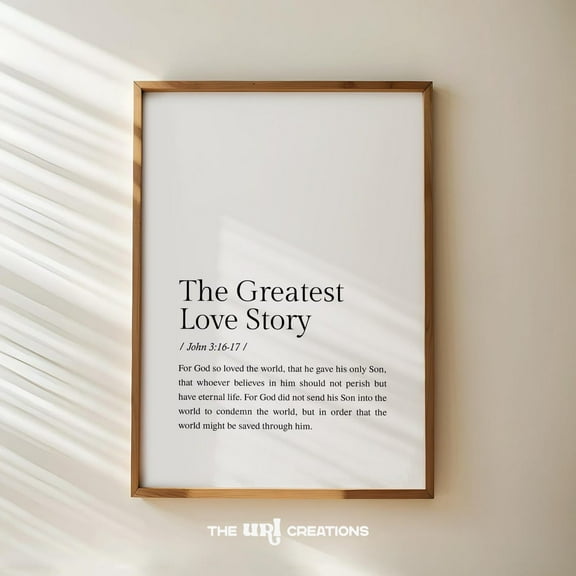 John 3:16 Bible Verse Wall Art, Minimalist Christian Wall Art, Love Quote Scripture Poster Print, Simple Home Decor Wall Art, Modern Wall Decor, 8x12 UNFRAMED