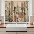 thumbnail image 2 of Ambesonne New York Kitchen Curtains, Jazz Singer Guitarist, 55"x45", Brown Beige, 2 of 3