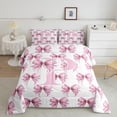 thumbnail image 3 of Feelyou Cute Pink Monogrammed Bedding Comforter Set for Child, Kawaii Bow Letter P Twin Comforter Sets, Dreamy Princess Style Reversible Bedding Set, Luxury Bedroom Decor, 2 Pieces, 3 of 9