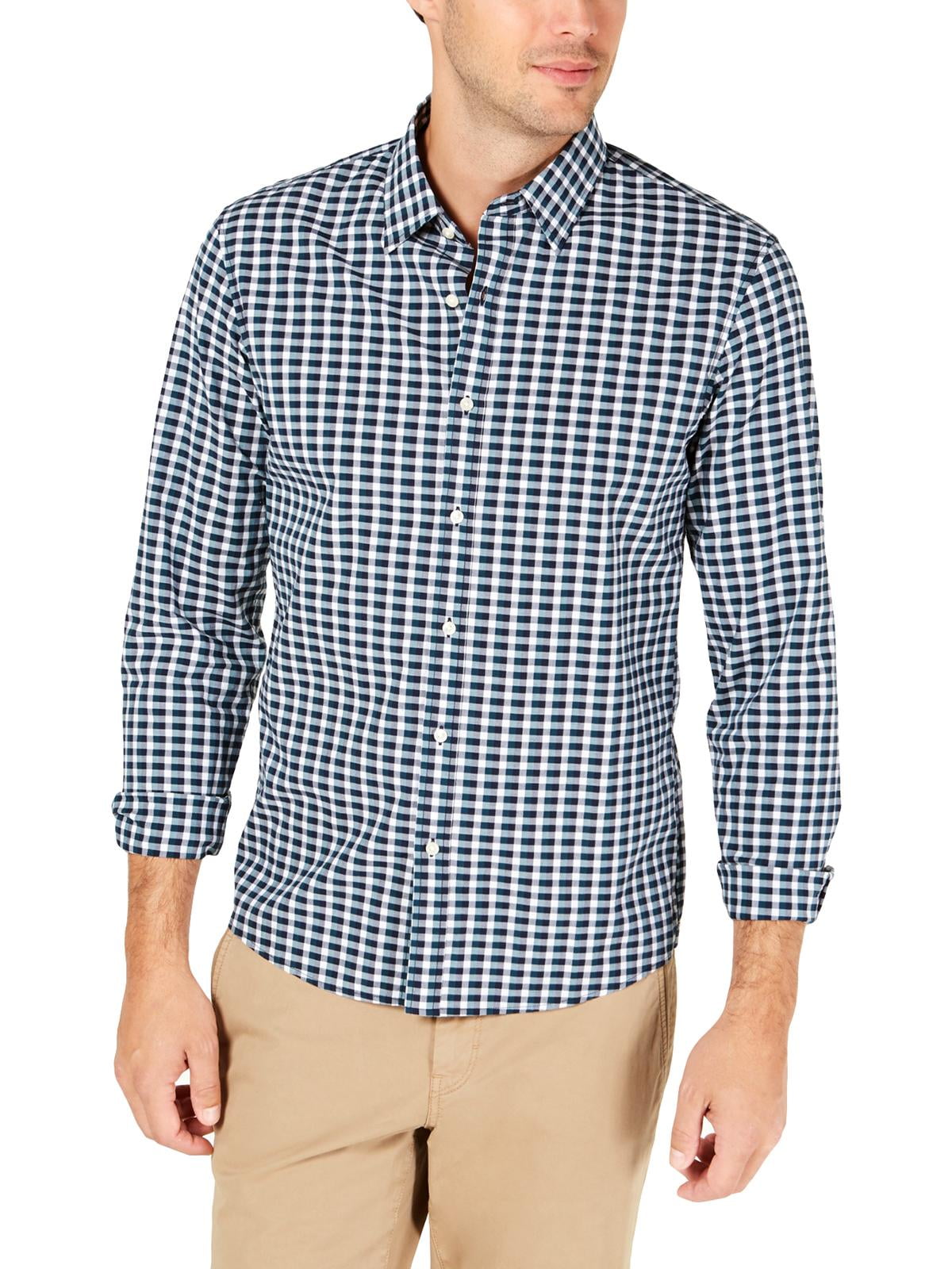 Michael Kors Mens Gingham Checkered ButtonDown Shirt
