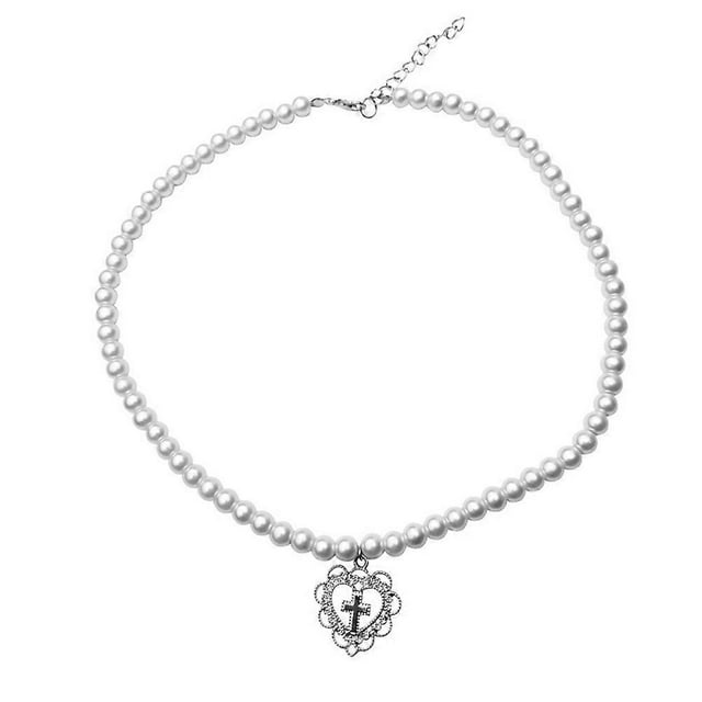 Women Necklace Pearl Necklace for Heart Pendant Clavicle Chain